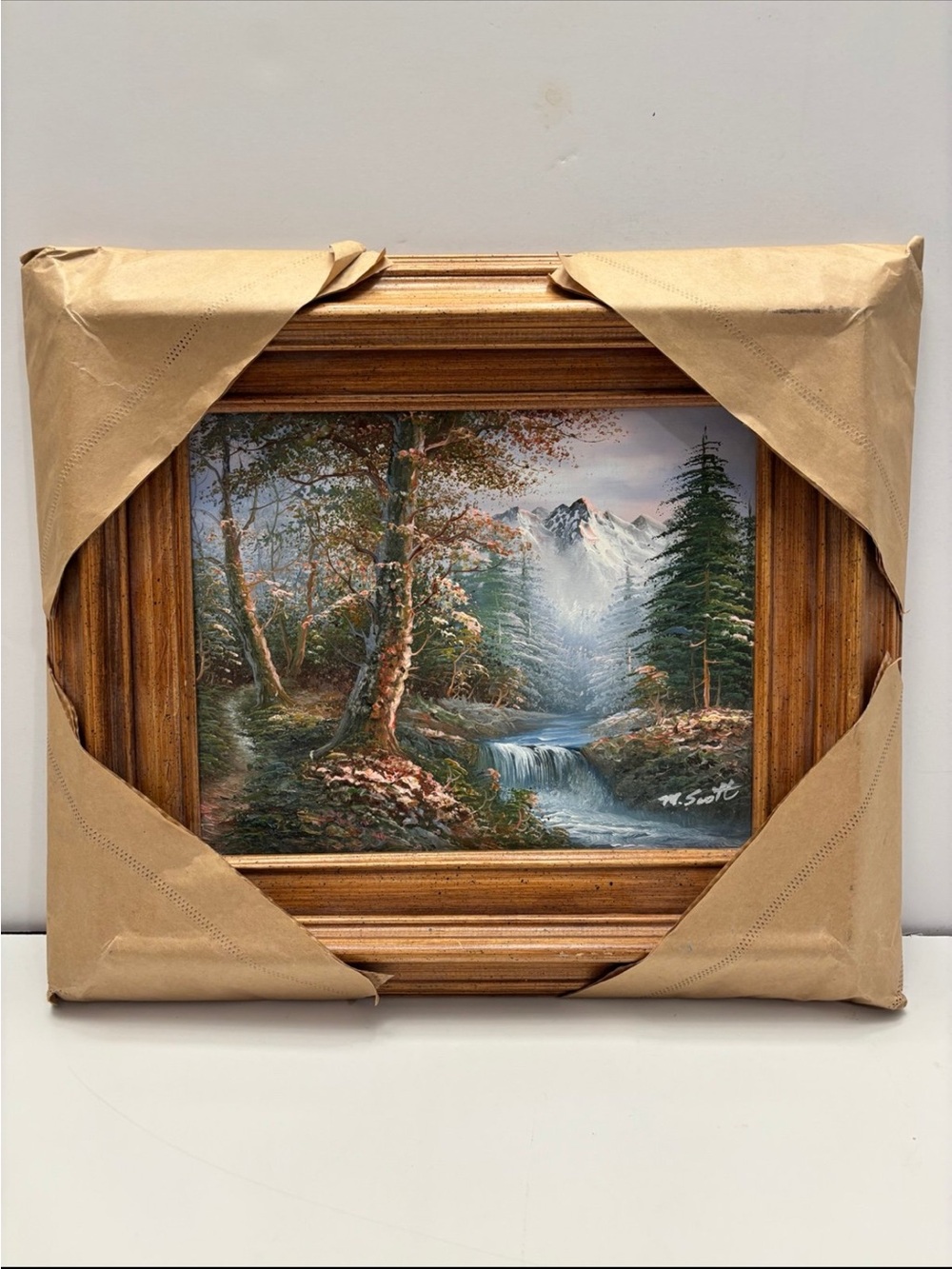 M. Scott Vintage "Snow In Mountain" Painting On Canvas 3D